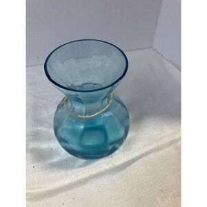 Teal‎ Blue Glass Vase Small Bud Flower Vase Decorative Accent Rustic Twine Neck